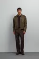 Veste pour homme en suédine synthétique kaki avec fermeture éclair
