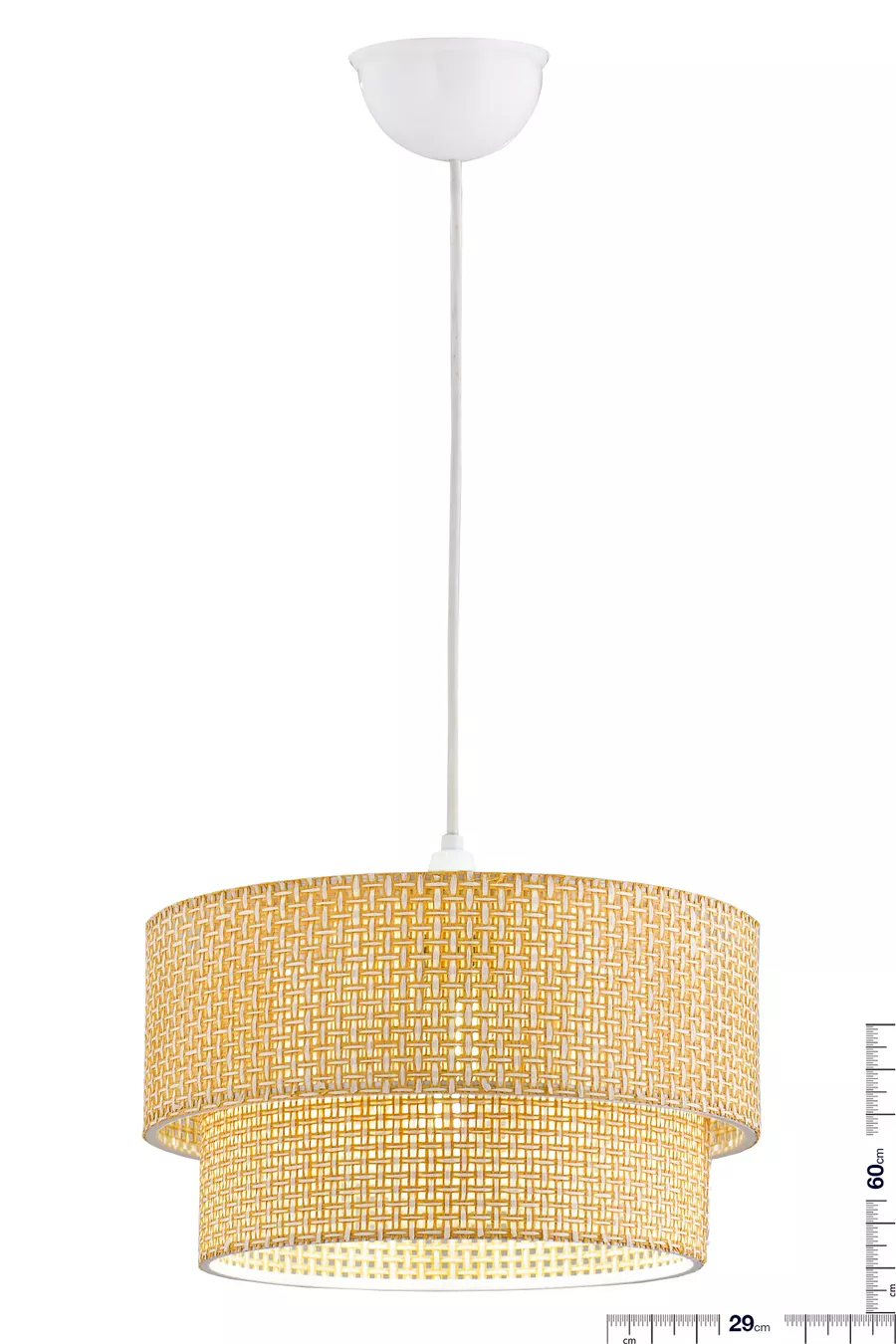 Suspension Moderne Naturelle Hazeran en Rotin à 2 Niveaux pour Salon, Cuisine, Chambre