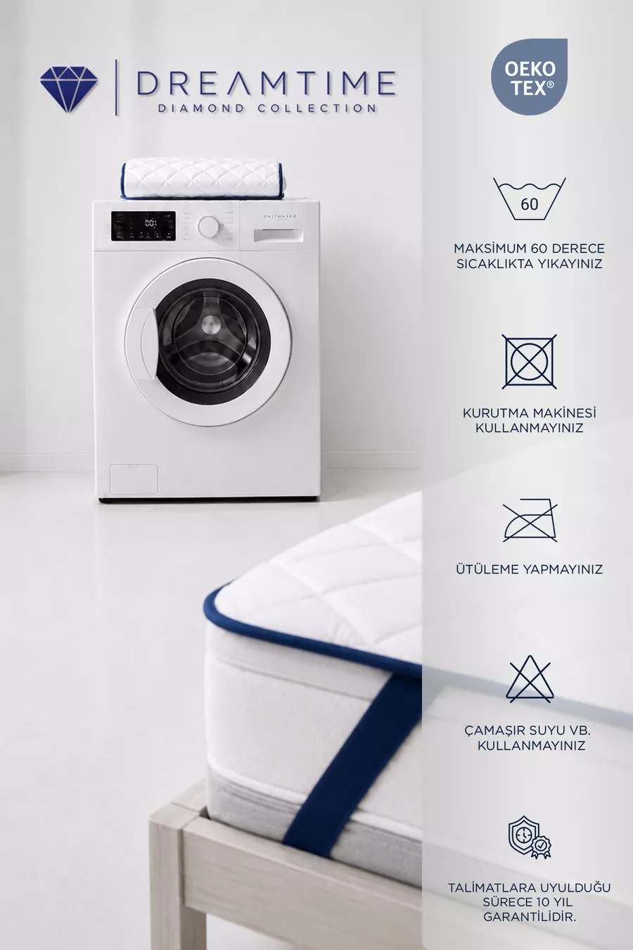 Protège-matelas Premium en coton avec rembourrage | Matelas imperméable à coins élastiqués capitonné diamant