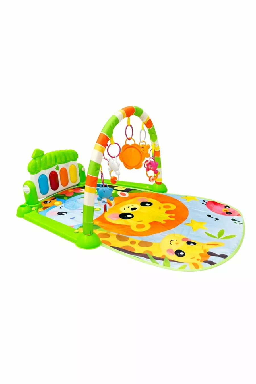 Tapis de jeu pour bébé à motif forêt avec piano – 0+ mois, tapis de développement lumineux et musical avec figures d'animaux