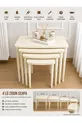 Concept Başaran Table d'appoint gigogne 4 pièces en MDF peint de qualité supérieure, crème