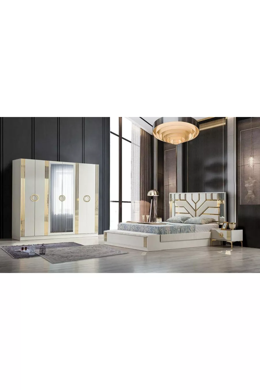 Ensemble de chambre à coucher Lora avec crème