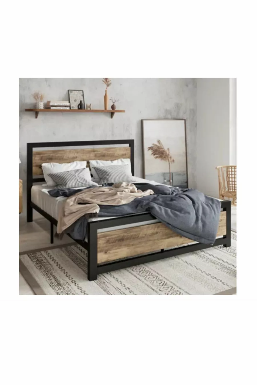Lit en métal, Lit en métal Çınar XL, disponible en plusieurs couleurs, pour deux personnes