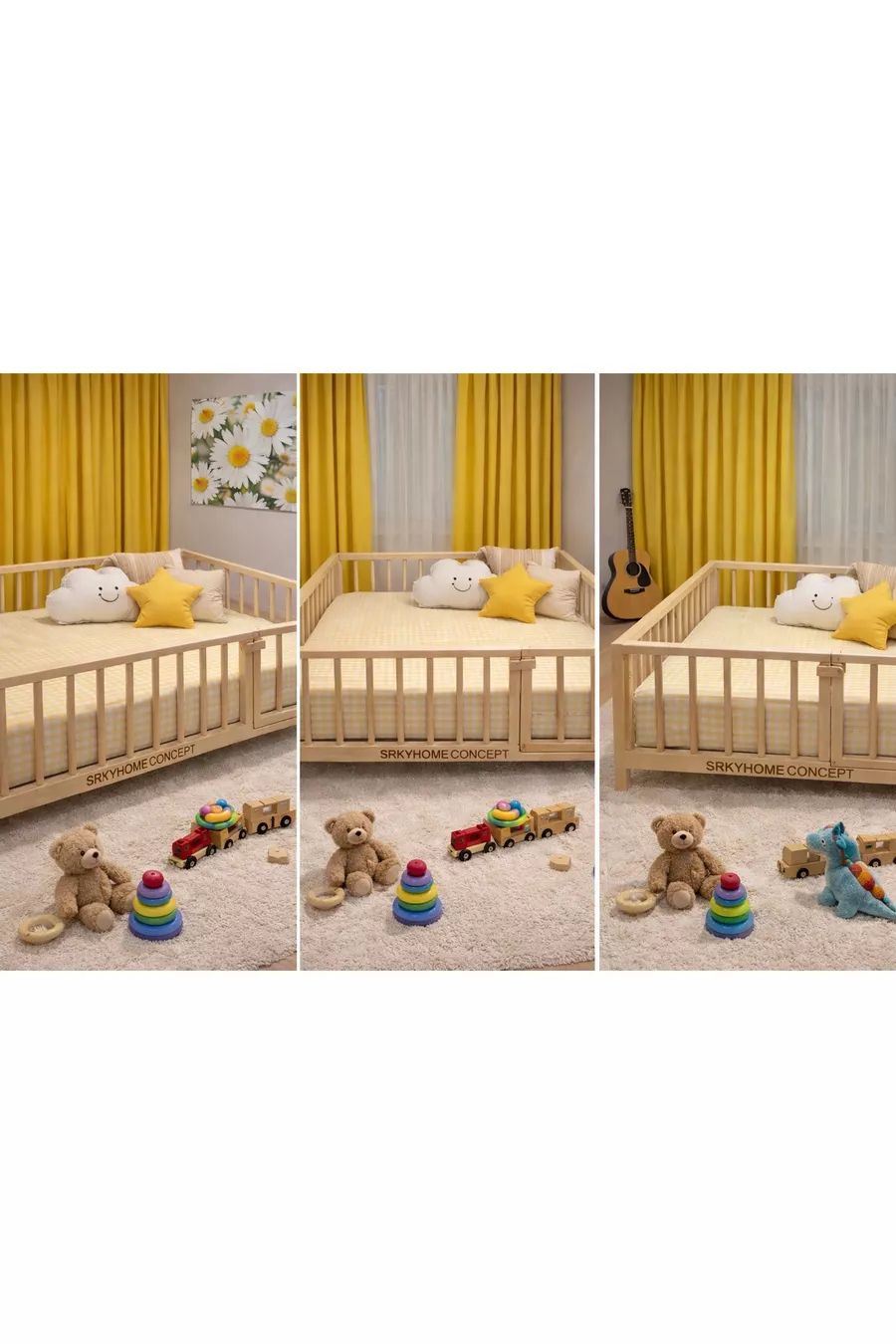 Lit pour bébé et enfant avec barreaux arrondis