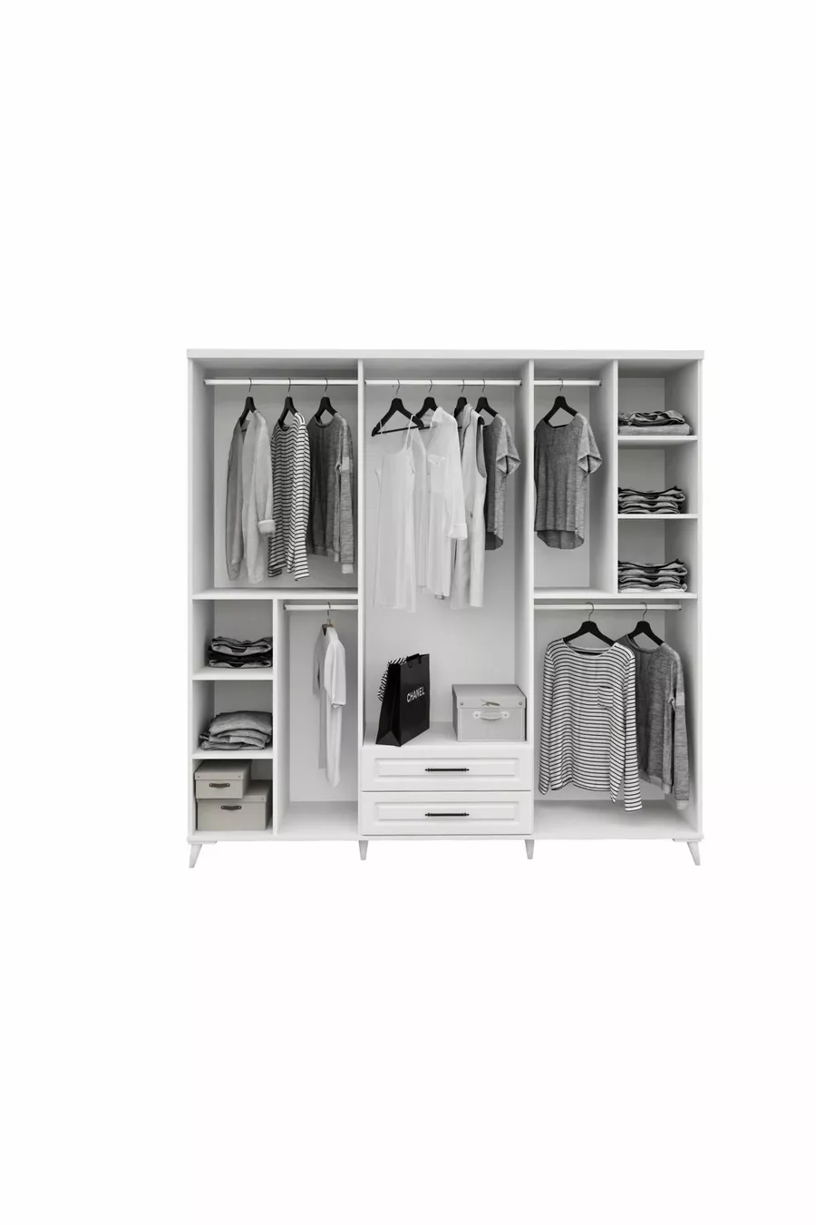 Ensemble de chambre à coucher complet en MDF blanc avec 6 portes, montage gratuit