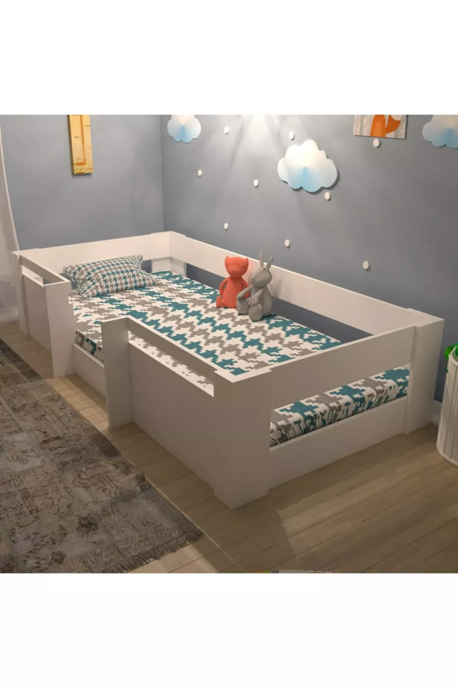 Vega Montessori Lit en MDF Blanc Compatible avec Matelas M