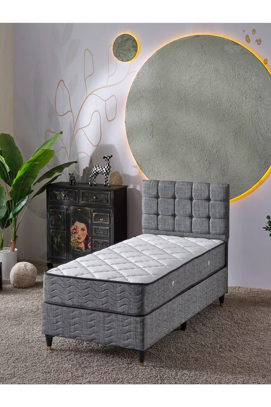 Ensemble 3 pièces Bengü (Base + Tête de lit + Matelas)