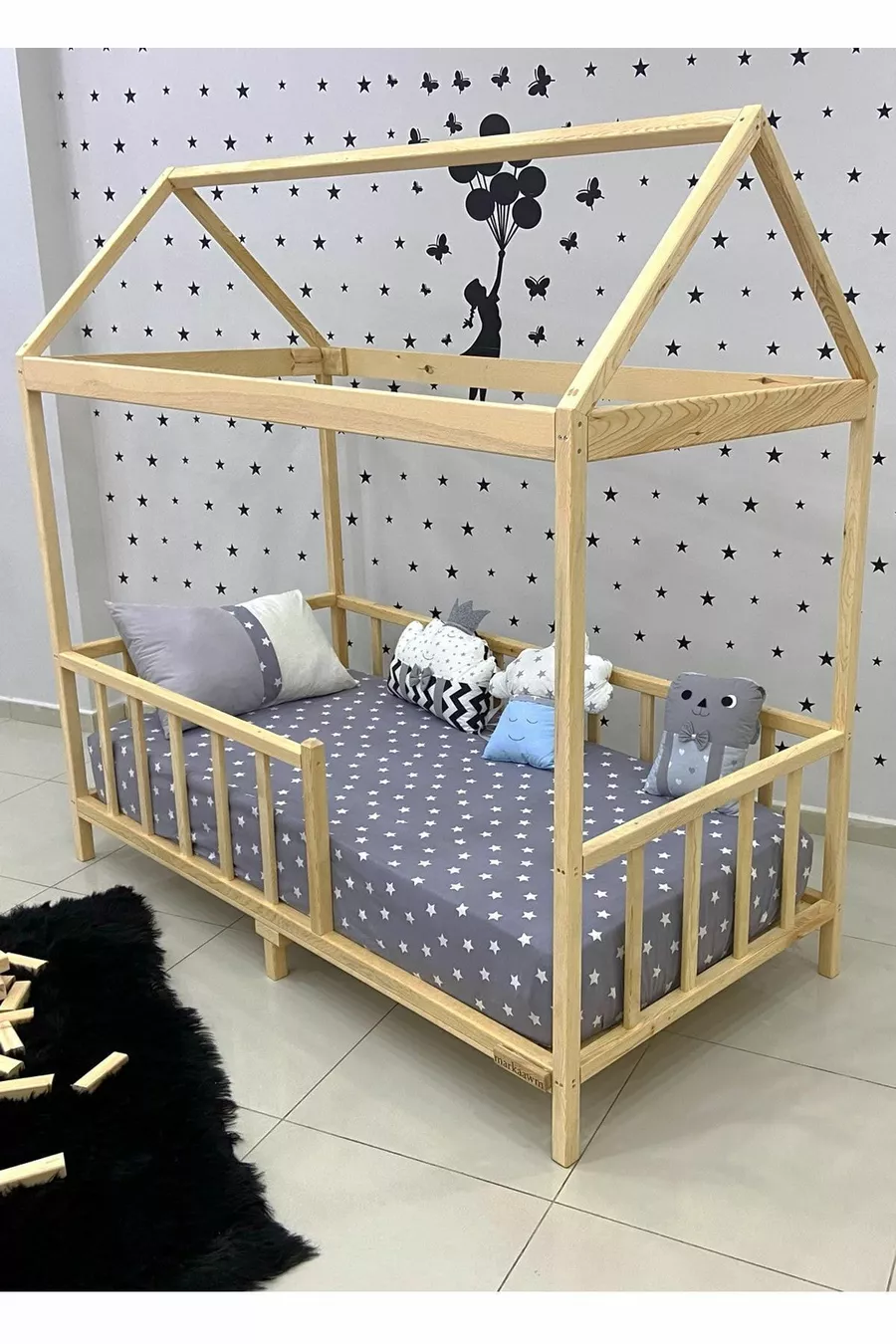 Lit Superposé Montessori Markaawm en Pin Naturel Eda