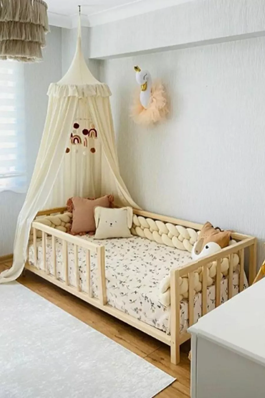 Lit Montessori Unisexe pour Bébé et Enfant en Bois Naturel