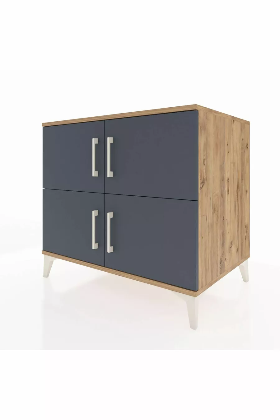 Commode Kronos 3 étagères 4 portes Pin-Anthracite