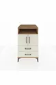 Table de chevet Kronos avec 2 étagères, 2 tiroirs et 2 portes, pin-gris