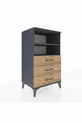 Table de chevet Hyperion avec 2 étagères et 3 tiroirs Anthracite-Pin