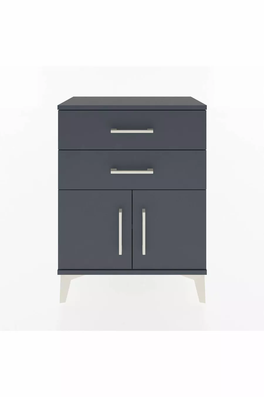 Chevet Arges à une étagère, 2 tiroirs et 2 portes, Anthracite-Anthracite