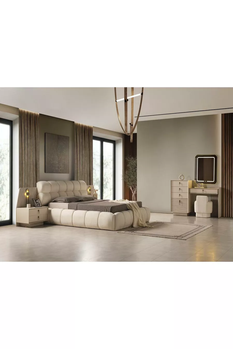 ENSEMBLE DE CHAMBRE À COUCHER LATTE 8 PORTES
