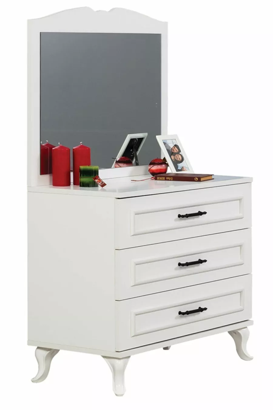 Commode, commode à 3 tiroirs avec miroir Melis