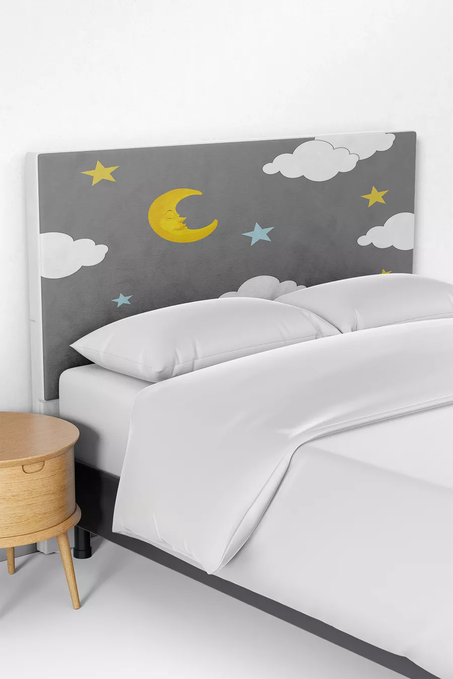 Housse de tête de lit pour enfant avec motif de ciel gris
