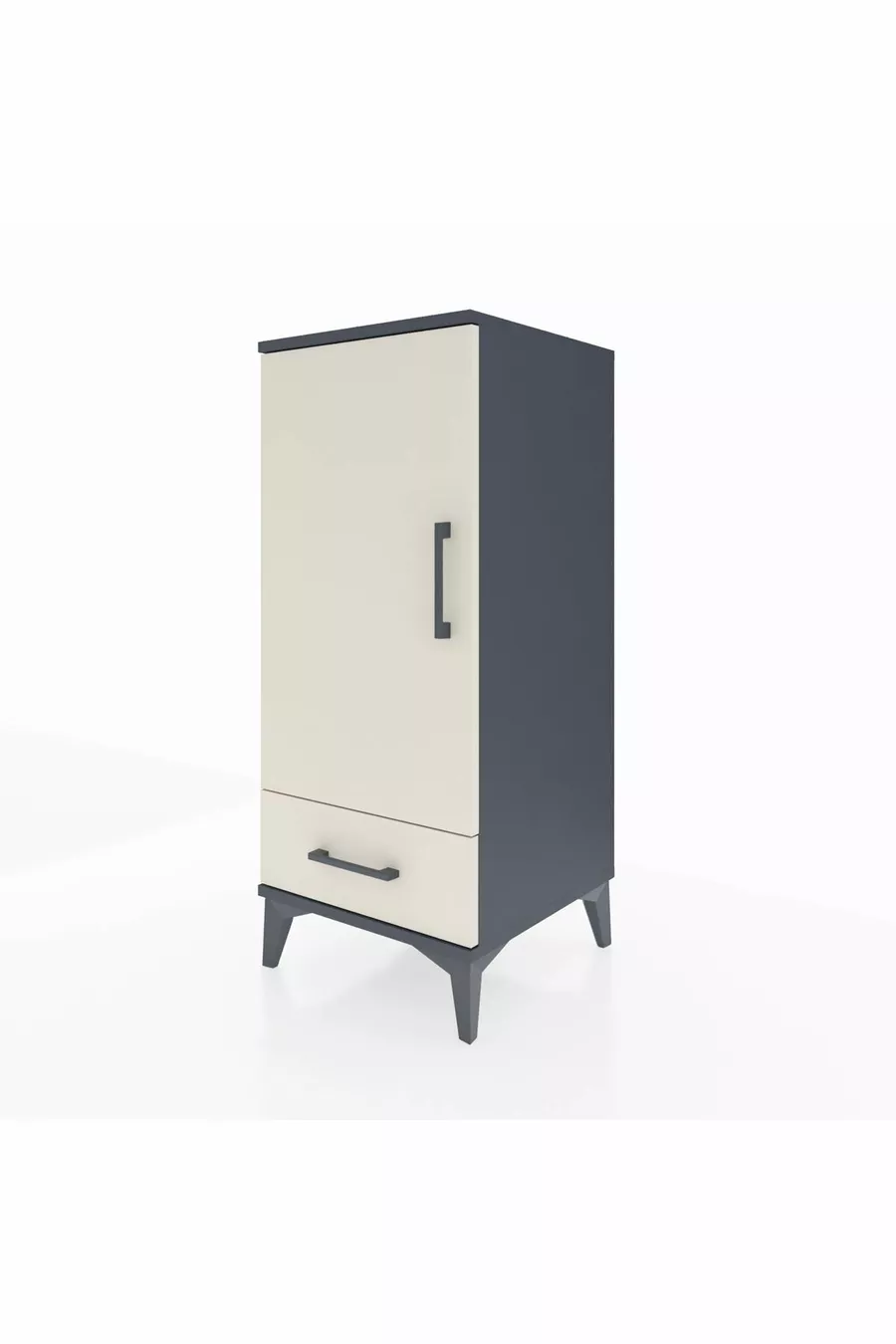 Table de chevet Hyperion avec 2 étagères, 1 tiroir et 1 porte, anthracite-gris pierre