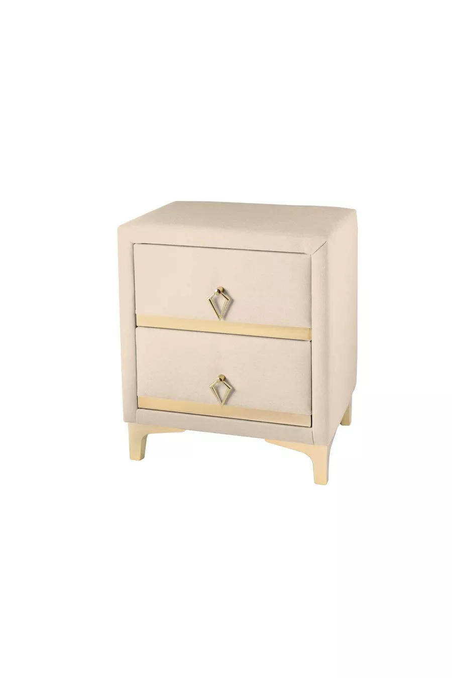 Table de chevet Doppia Linea Gold, à deux tiroirs