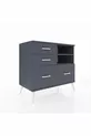 Commode Hyperion 2 étagères 4 tiroirs Anthracite-Anthracite