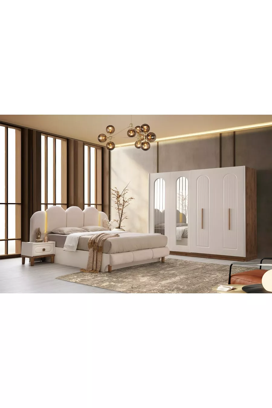 Ensemble de chambre à coucher Hazar en MDF