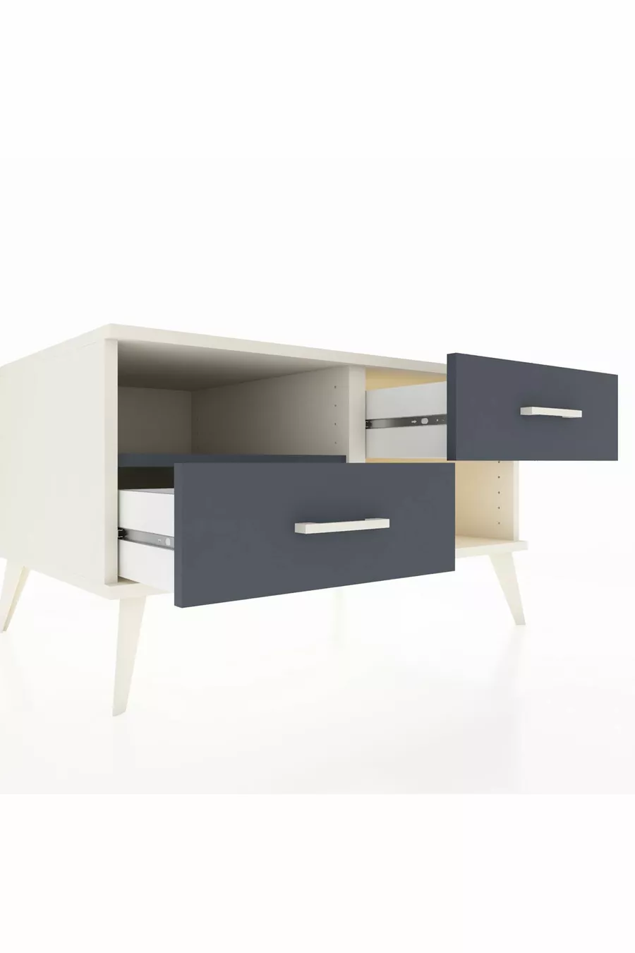 Commode Kronos à une étagère et 2 tiroirs, Pierre de lune-Anthracite