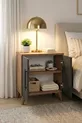 Table de chevet classique Lumen à 2 portes avec étagère, anthracite - Pin