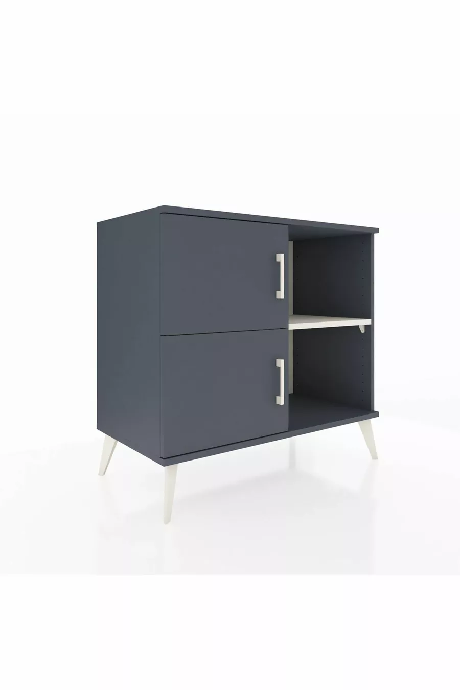 Commode Hyperion 2 étagères 2 portes Anthracite-Anthracite/Gris pierre