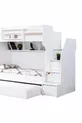 Lits superposés Ranza, courageux avec petit lit - Blanc, 2 matelas confort