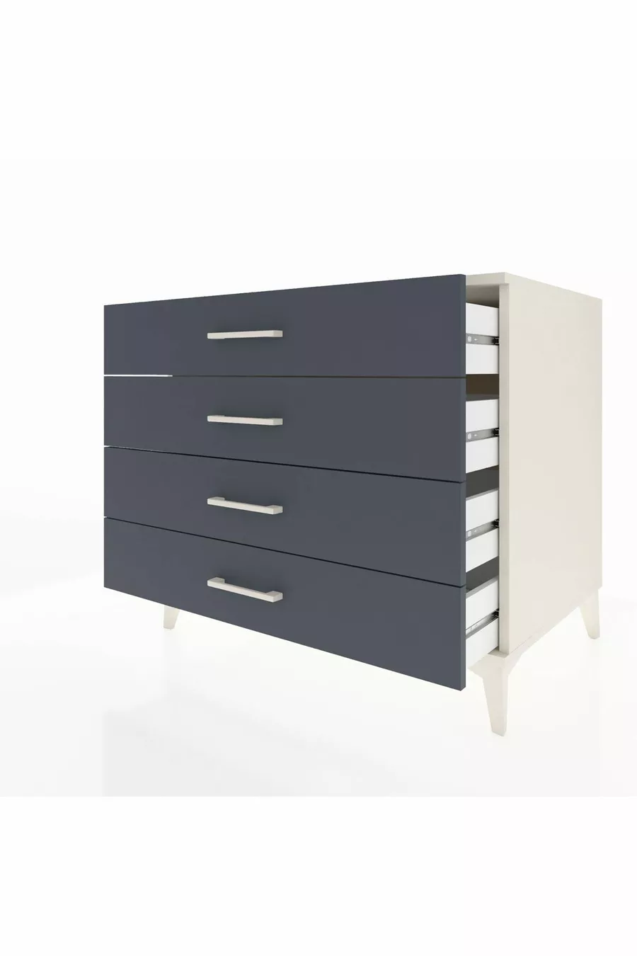 Commode Kronos 4 tiroirs Pierre de lune-Anthracite