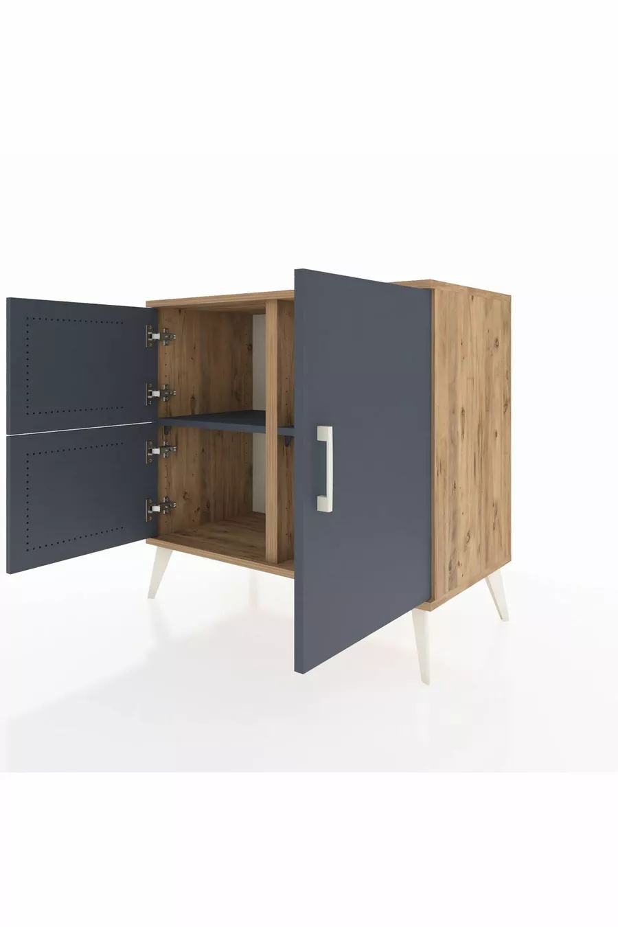 Commode Hyperion 2 étagères 3 portes Pin-Anthracite