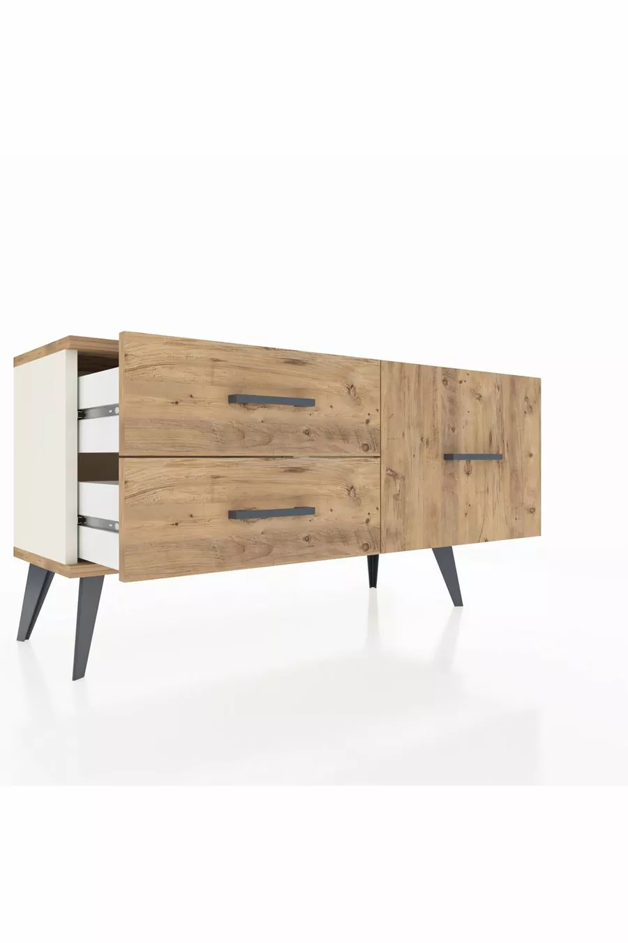 Commode Arges 3 étagères Pierre de lune-Pin