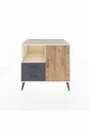 Commode Kronos avec 2 étagères, 2 tiroirs et 1 porte, Albâtre-Pin/Anthracite