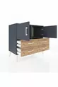 Commode Hyperion 2 étagères 4 tiroirs 2 portes Anthracite-Anthracite/Pin