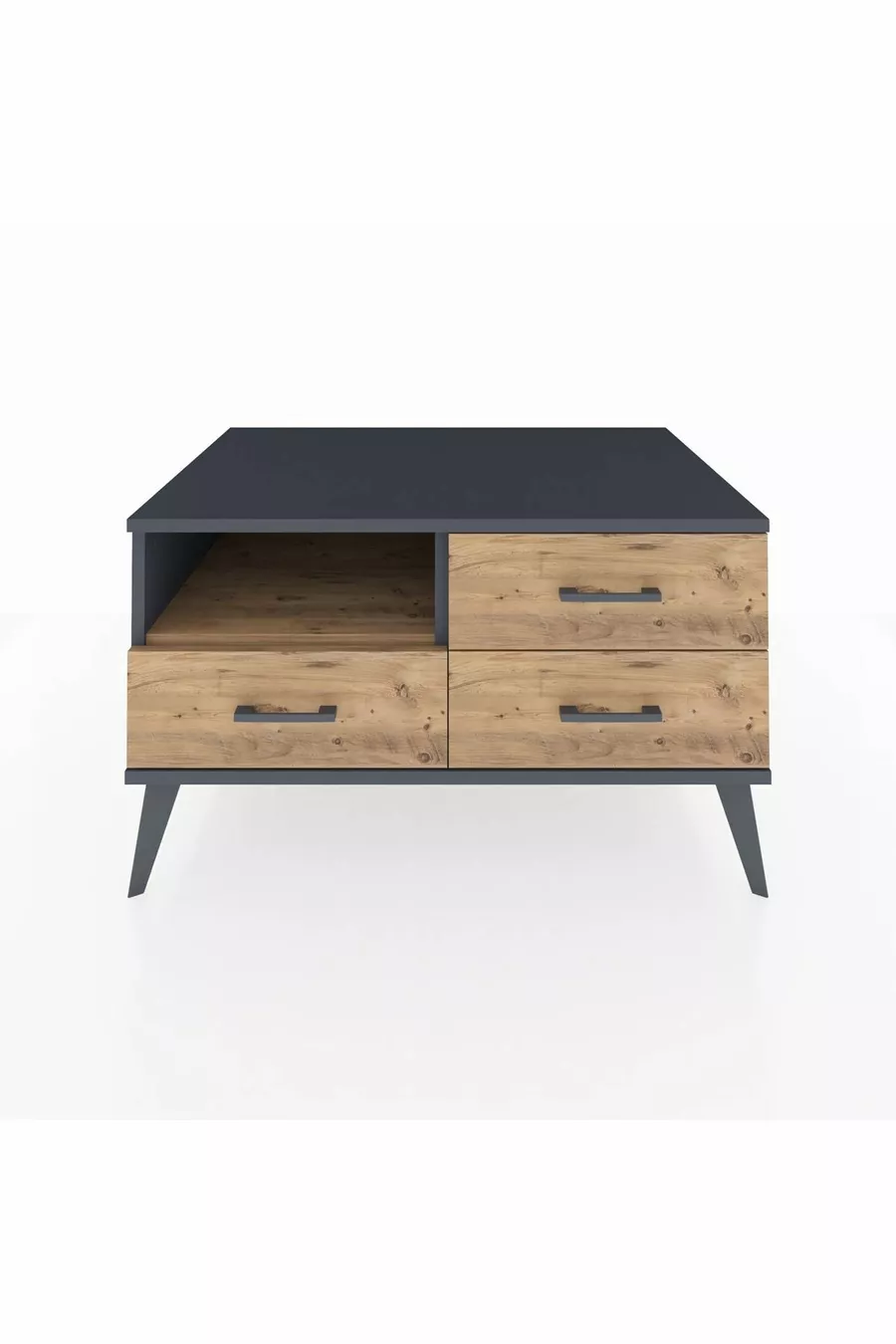 Commode Kronos à une étagère et 3 tiroirs Anthracite-Bois de pin