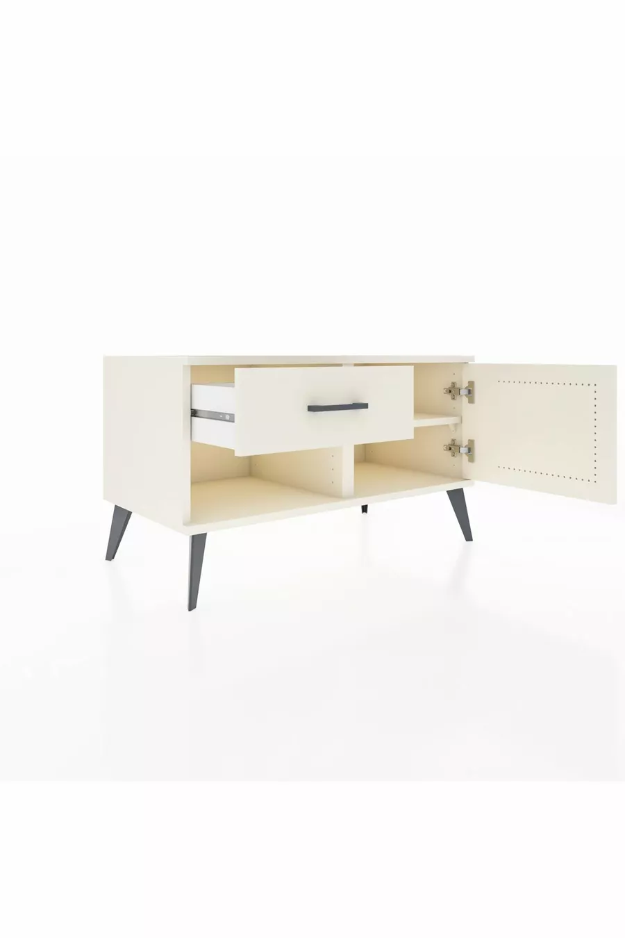 Commode Hyperion à une étagère, un tiroir et une porte en pierre de lune