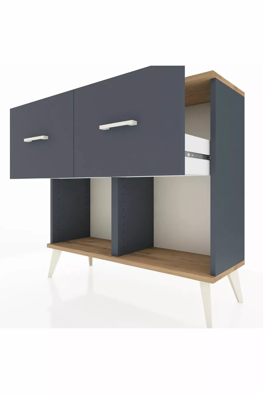 Commode Arges 2 tiroirs Anthracite-Cèdre/Anthracite