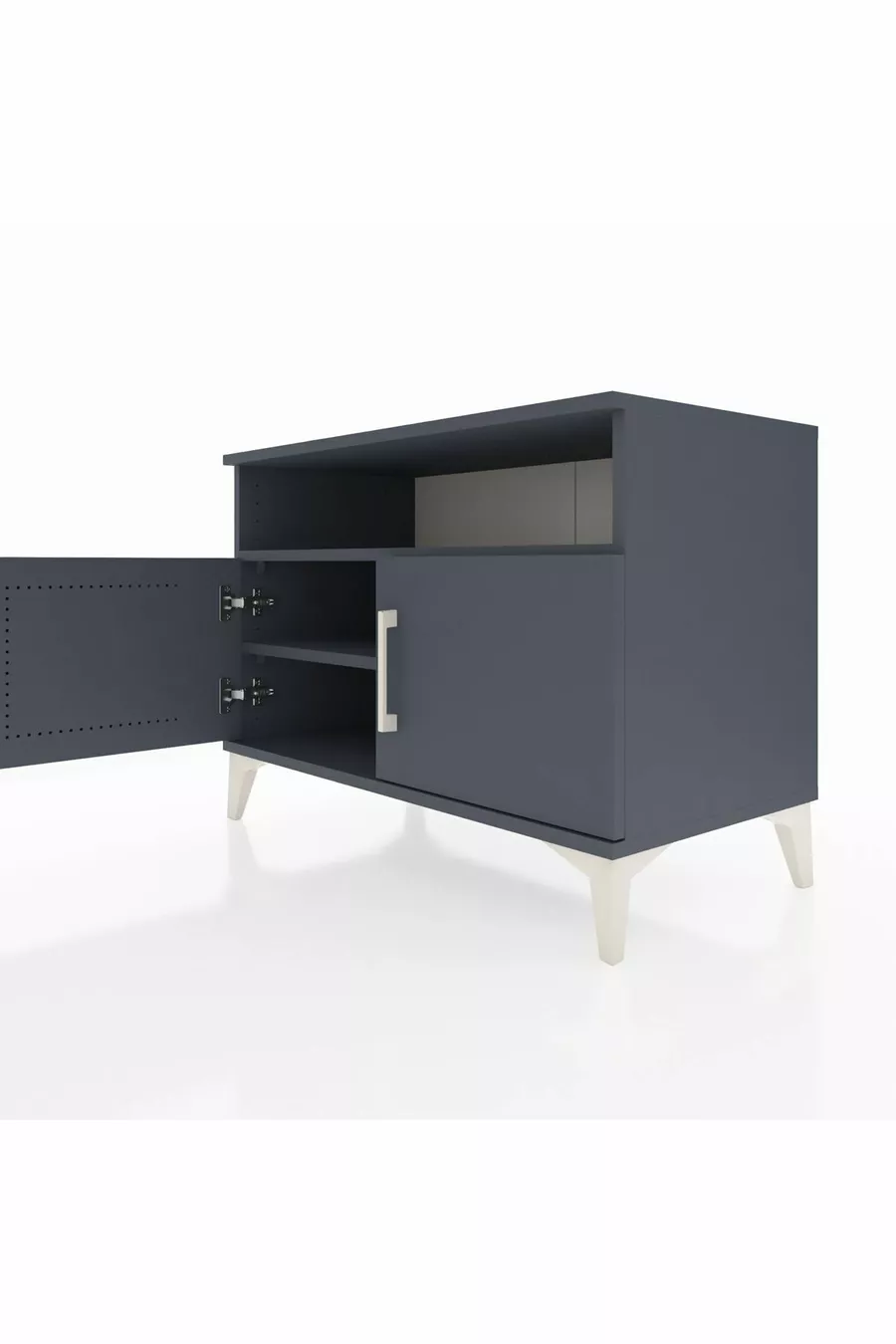 Commode Hyperion 2 étagères 2 portes Anthracite-Anthracite
