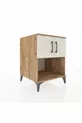 Table de chevet Kronos avec 2 étagères et 2 portes, pin-pierre d'orme