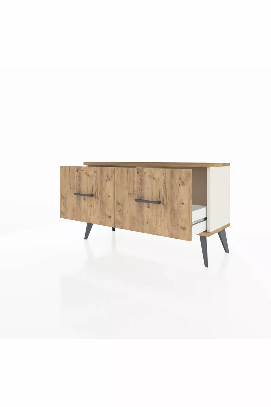 Commode Arges à 2 tiroirs Pierre de lune-Pin
