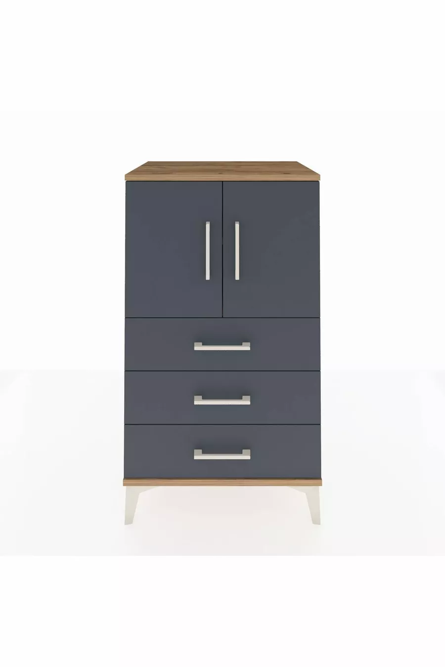 Commode Hyperion à 2 étagères, 3 tiroirs, 2 portes, pin-anthracite