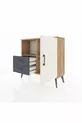 Commode Arges avec 2 étagères, 2 tiroirs et 1 porte, en pin-ardoise/anthracite