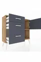 Commode Arges à une étagère, 3 tiroirs et une porte, pin-anthracite
