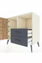Commode Hyperion 2 étagères 2 tiroirs 2 portes Pierre de Lune-Sapin/Anthracite
