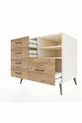 Commode Kronos 2 étagères 5 tiroirs Pierre de lune/Pin