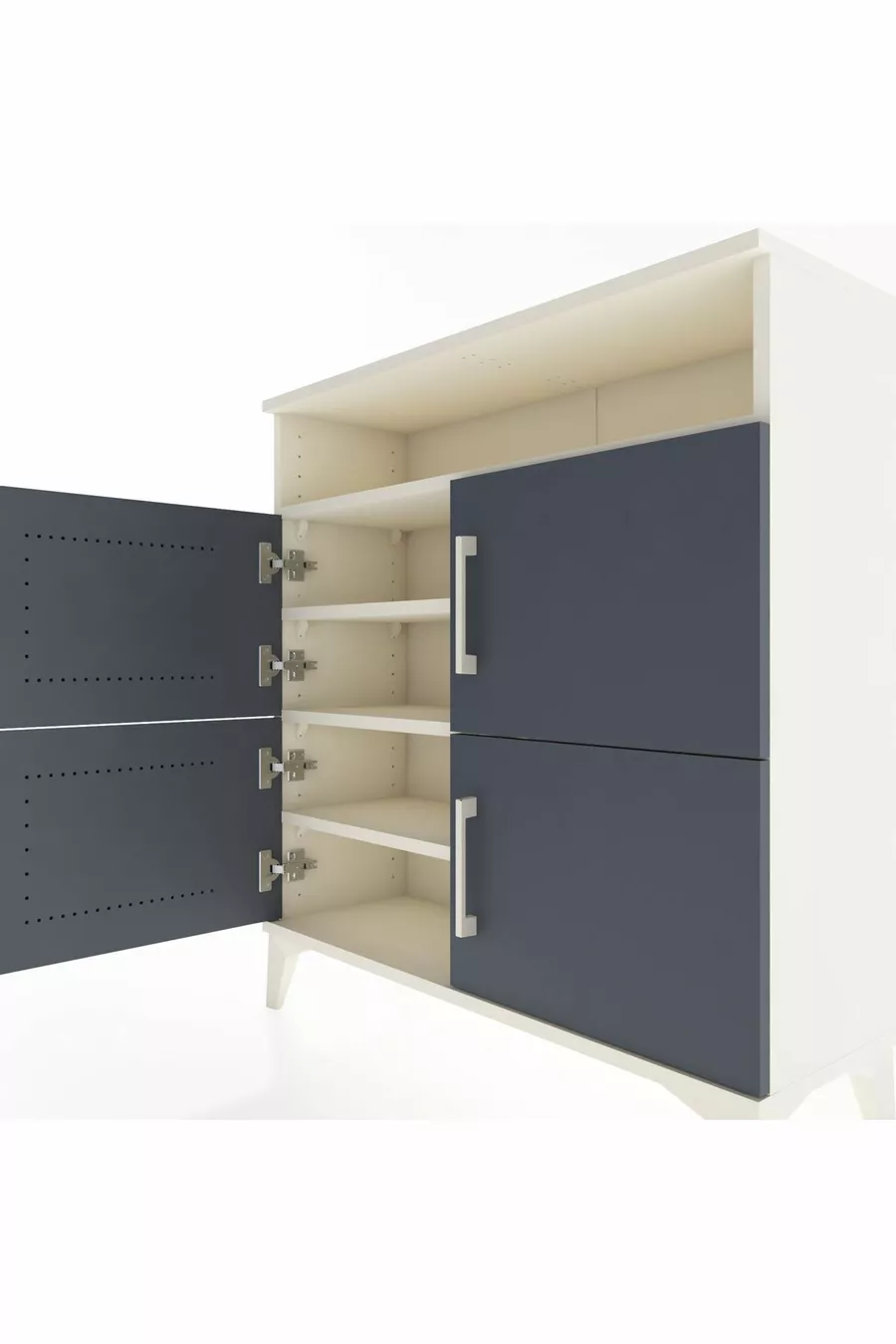 Commode Arges 4 étagères 4 portes Pierre de lune-Anthracite