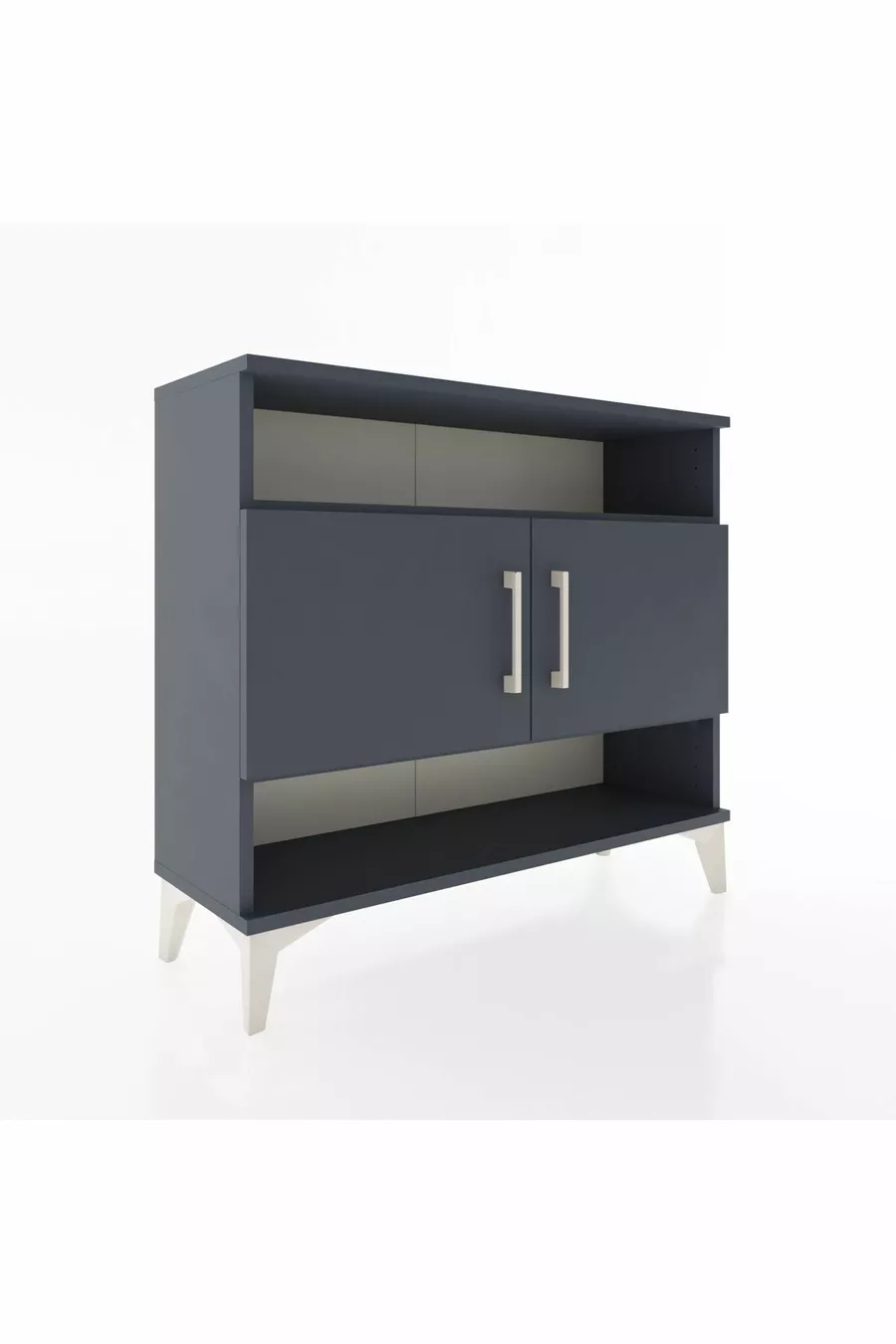 Commode Arges 3 étagères 2 portes Anthracite-Anthracite