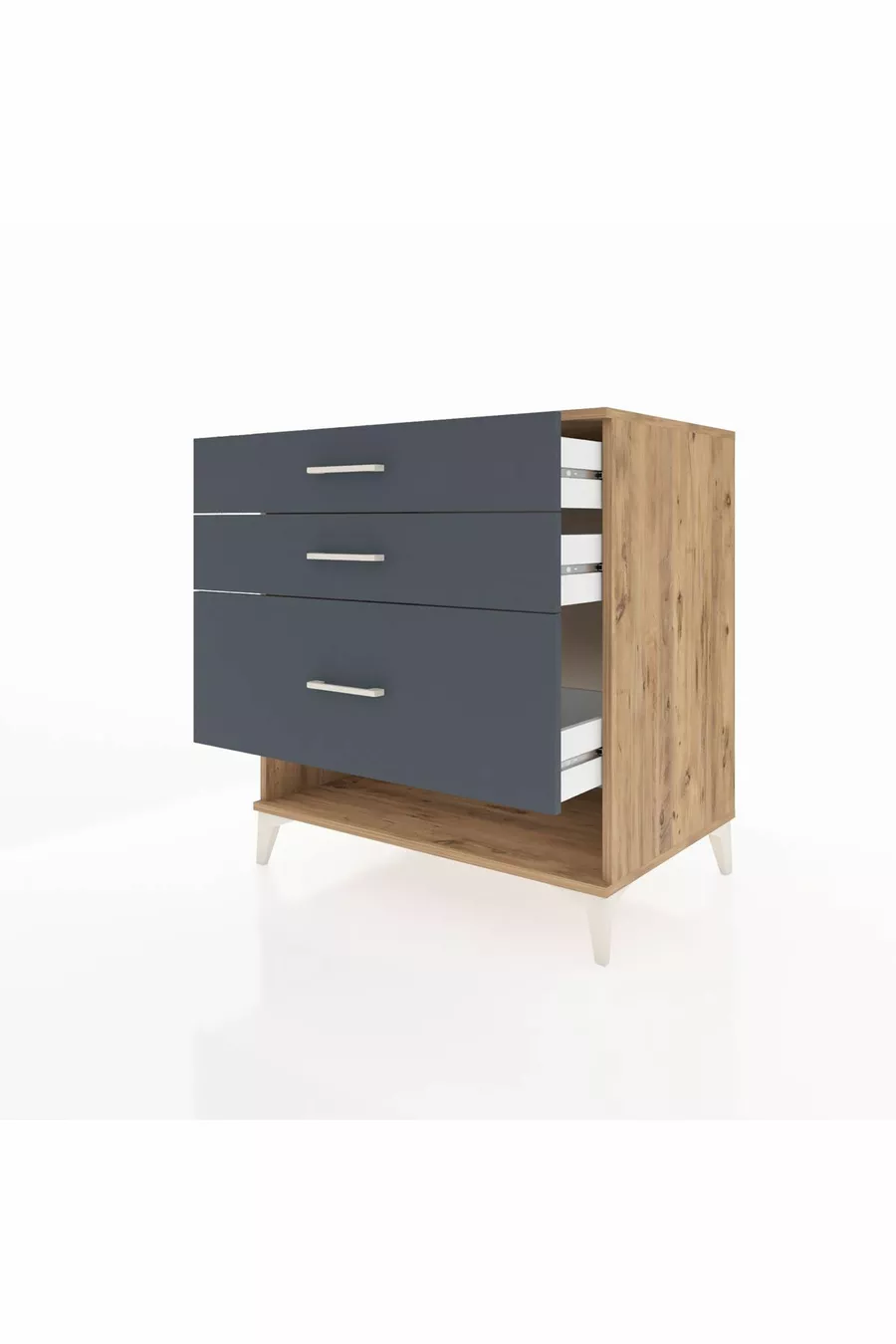 Commode Kronos à 3 tiroirs Pin-Anthracite