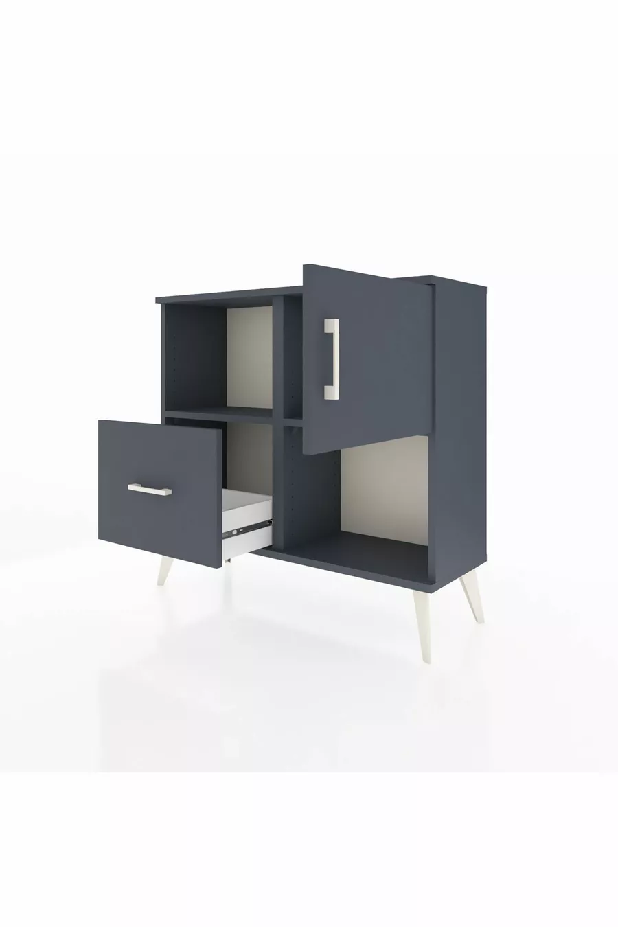Commode Arges 2 étagères, 1 tiroir, 1 porte, Anthracite-Anthracite