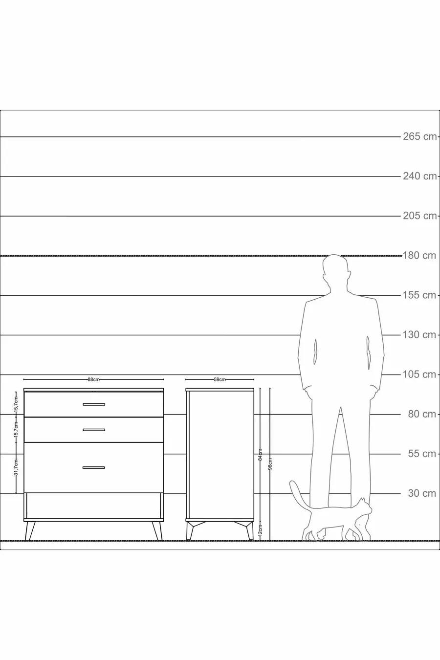 Commode Kronos 3 tiroirs Anthracite-Pin
