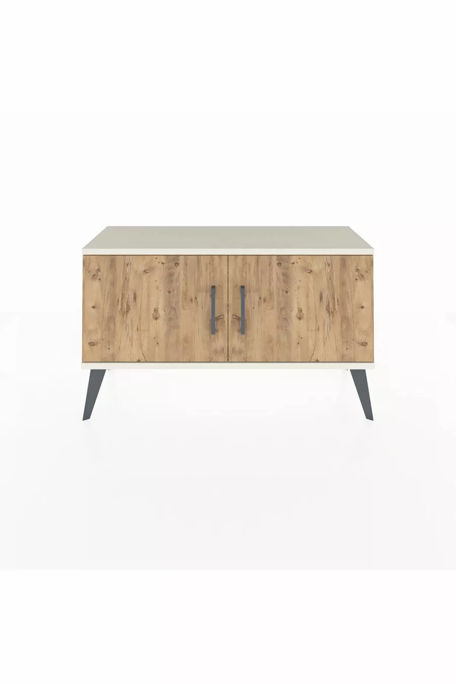 Commode Arges 2 étagères 2 portes Pierre de lune-Pin